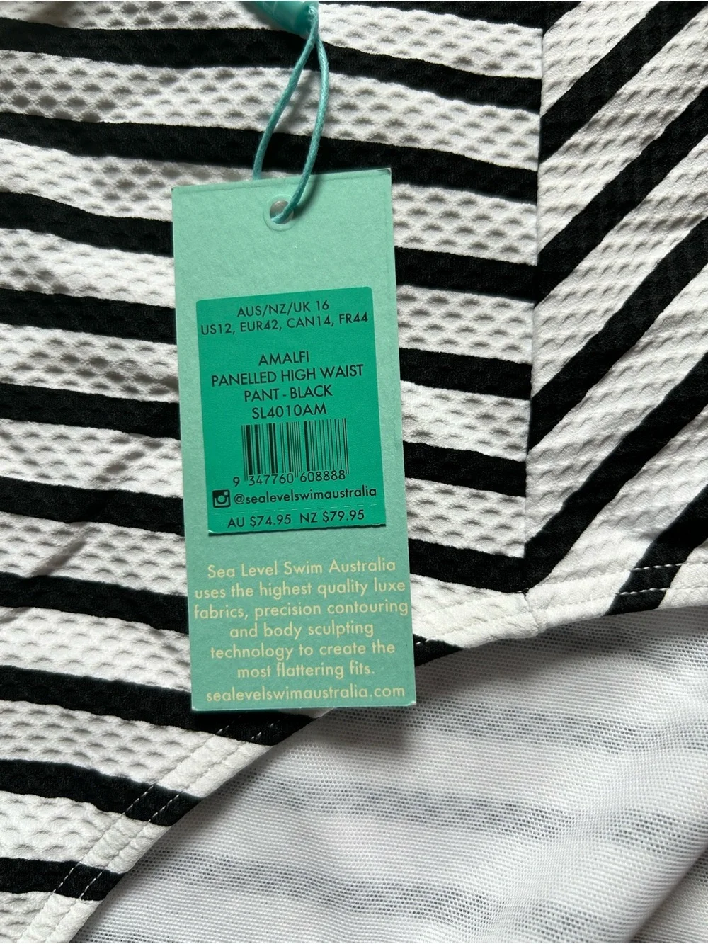 Sea Level Swim Black & White Striped High-Waist Bikini
